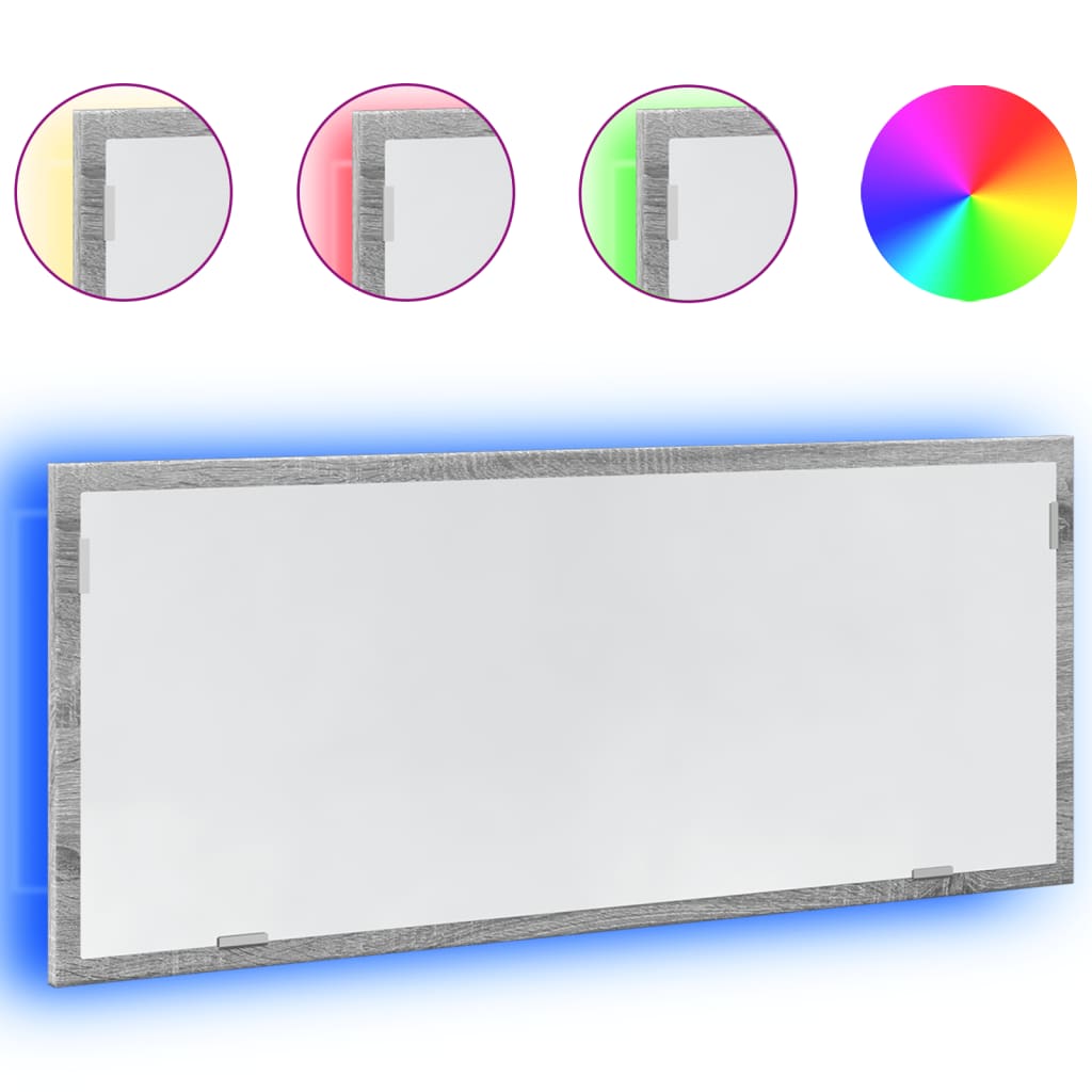 vidaXL LED Bathroom Mirror Grey Sonoma 100x8.5x37 cm Engineered Wood