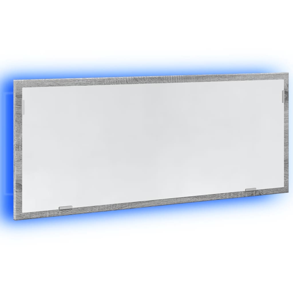 vidaXL LED Bathroom Mirror Grey Sonoma 100x8.5x37 cm Engineered Wood