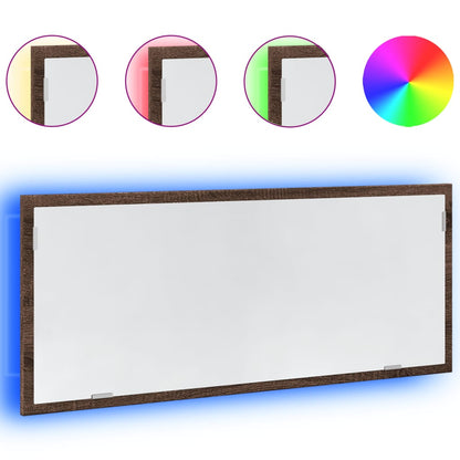 vidaXL LED Bathroom Mirror Brown Oak 100x8.5x37 cm Engineered Wood