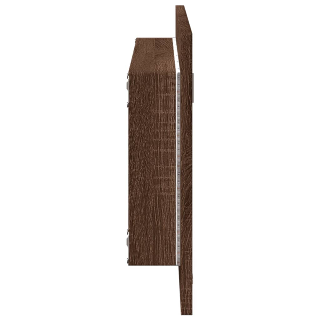 vidaXL LED Bathroom Mirror Brown Oak 100x8,5x37 cm Engineered Wood
