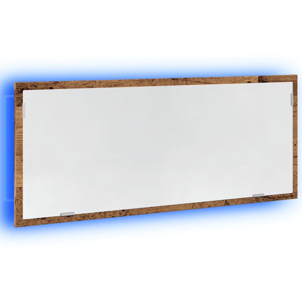 vidaXL LED Bathroom Mirror Old Wood 100x8,5x37 cm Engineered Wood