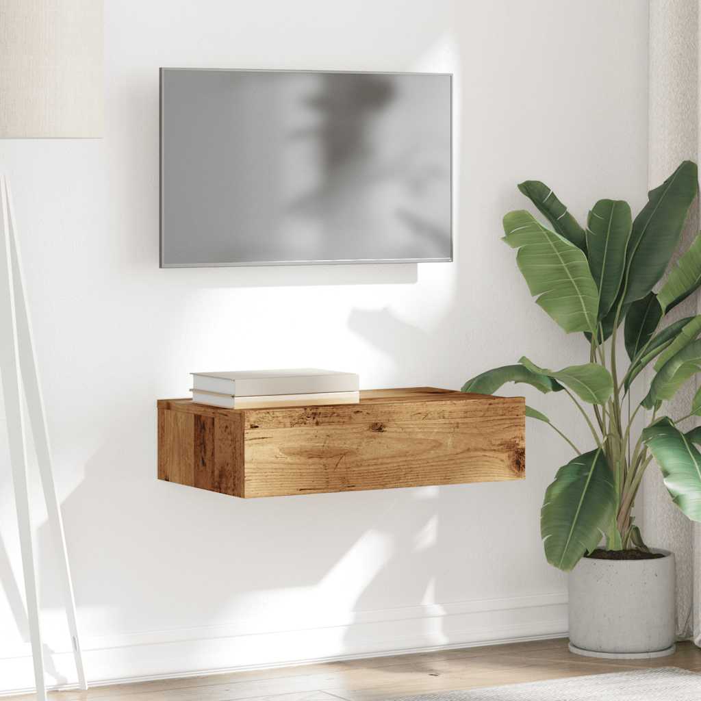 vidaXL TV Cabinet with LED Lights Old Wood 60x35x15.5 cm