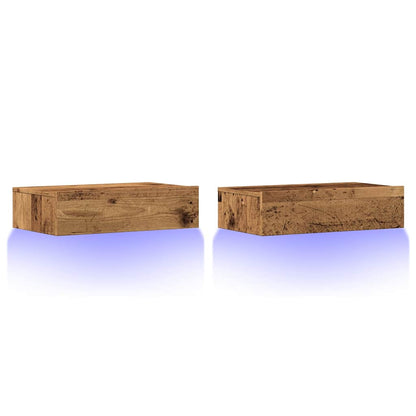 vidaXL TV Cabinets with LED Lights 2 pcs Old Wood 60x35x15.5 cm