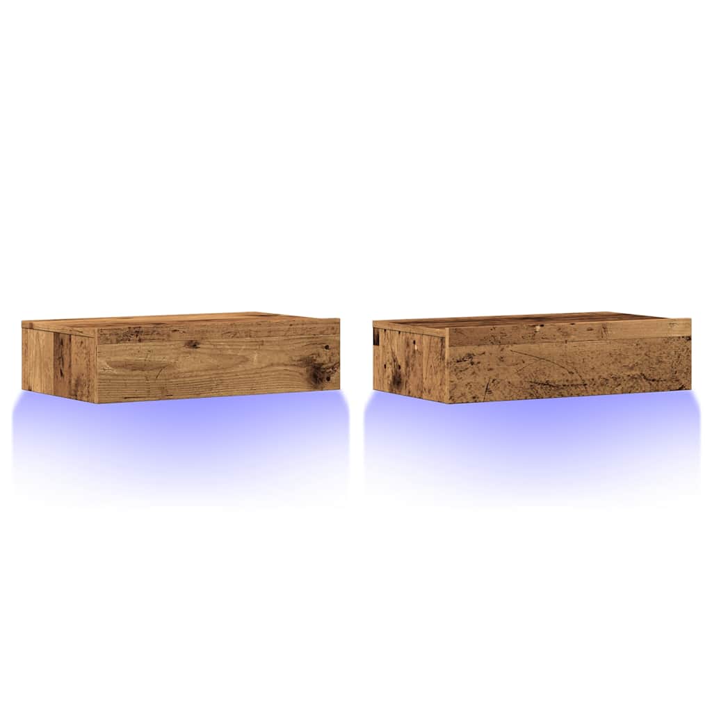 vidaXL 2 Piece TV Cabinet Set with LED Lights Old Wood 60x35x15,5 cm