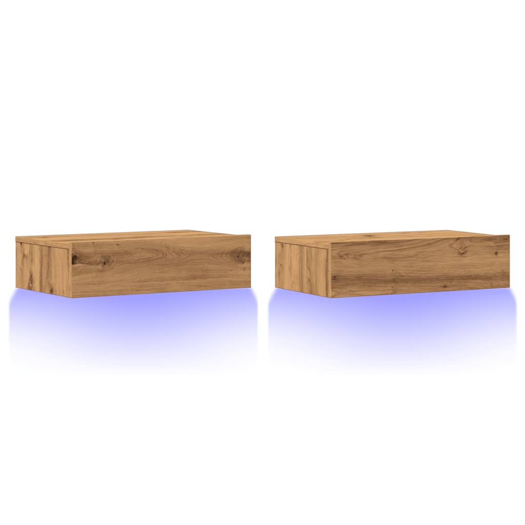 vidaXL TV Cabinets with LED Lights 2 pcs Artisan Oak 60x35x15.5 cm