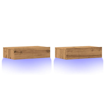 vidaXL TV Cabinets with LED Lights 2 pcs Artisan Oak 60x35x15.5 cm