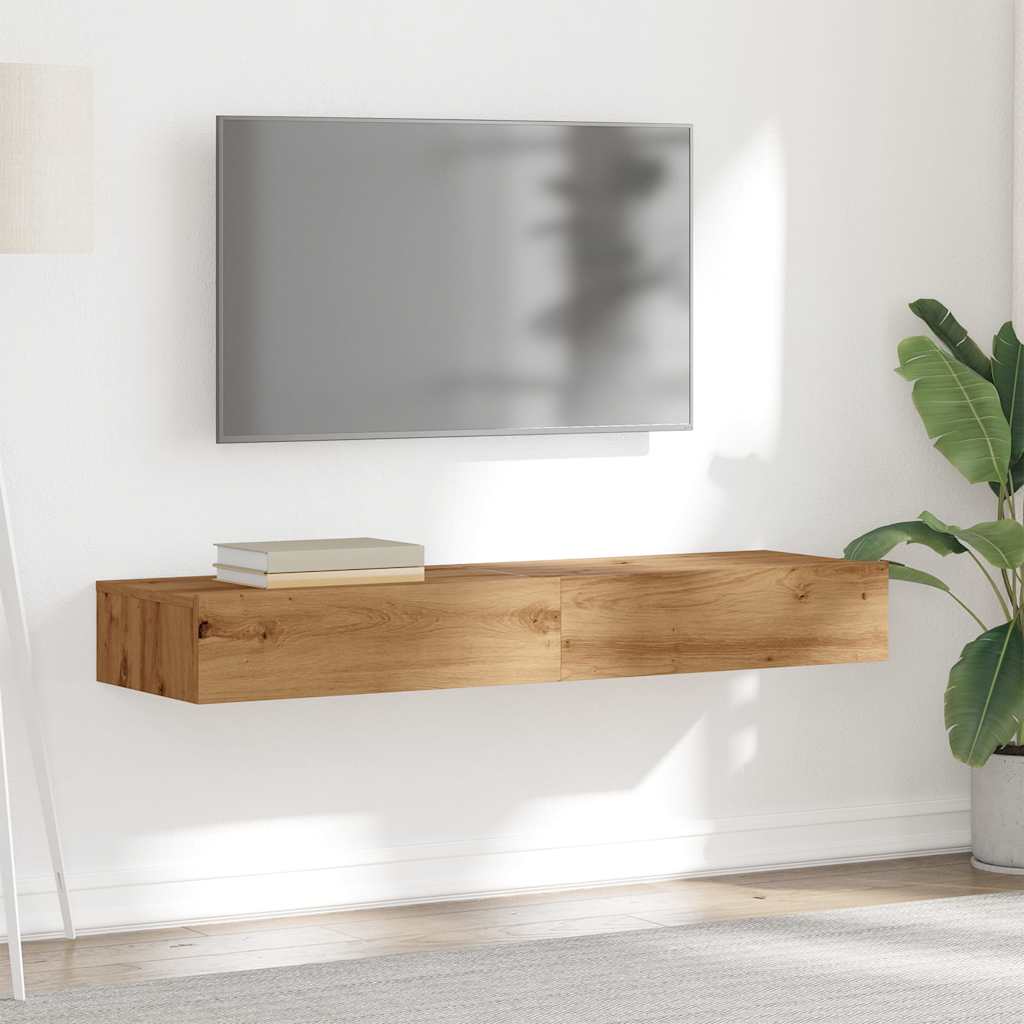 vidaXL TV Cabinets with LED Lights 2 pcs Artisan Oak 60x35x15.5 cm