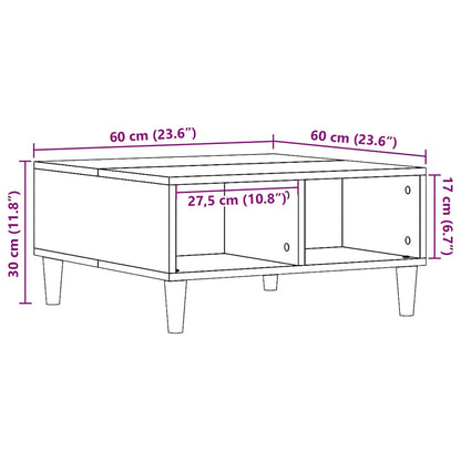 vidaXL Coffee Table Old Wood 60x60x30 cm Engineered Wood