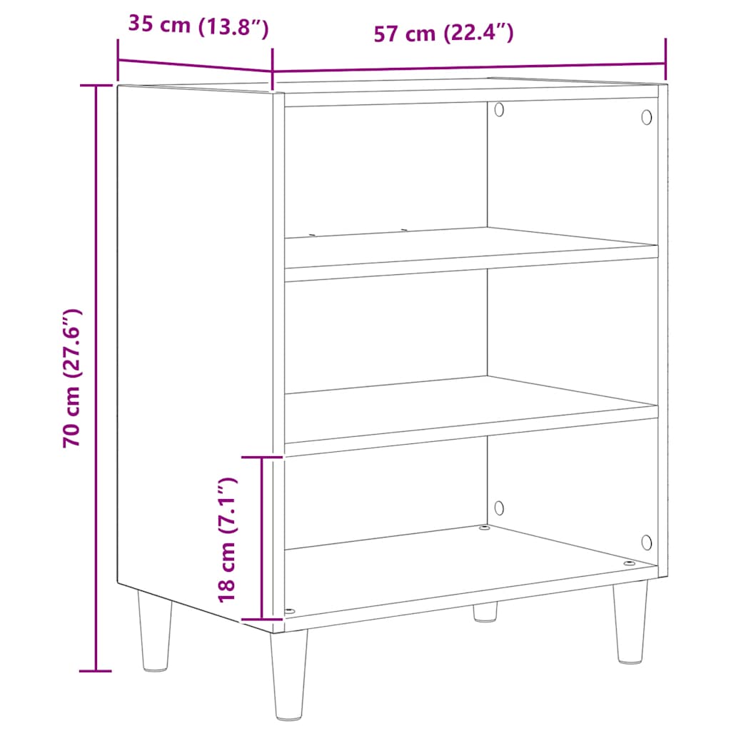 vidaXL Sideboard Artisan Oak 57x35x75 cm Engineered Wood