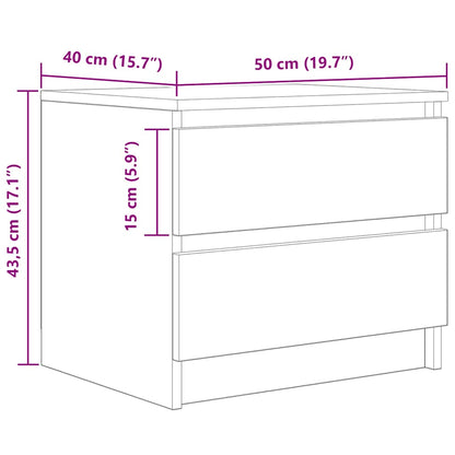 vidaXL Bedside Cabinet Artisan Oak 50x40x43.5 cm Engineered Wood