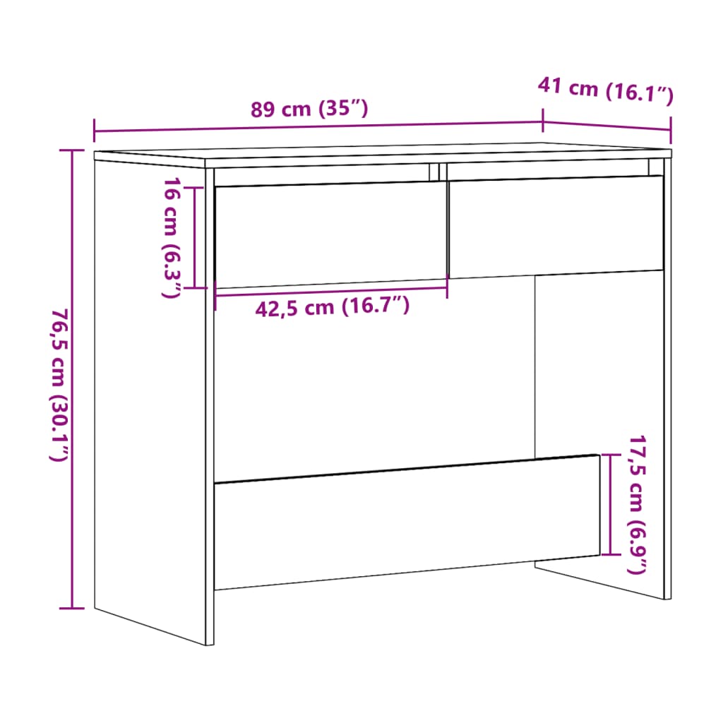 vidaXL Console Table Old Wood 89x41x76.5 cm Engineered Wood