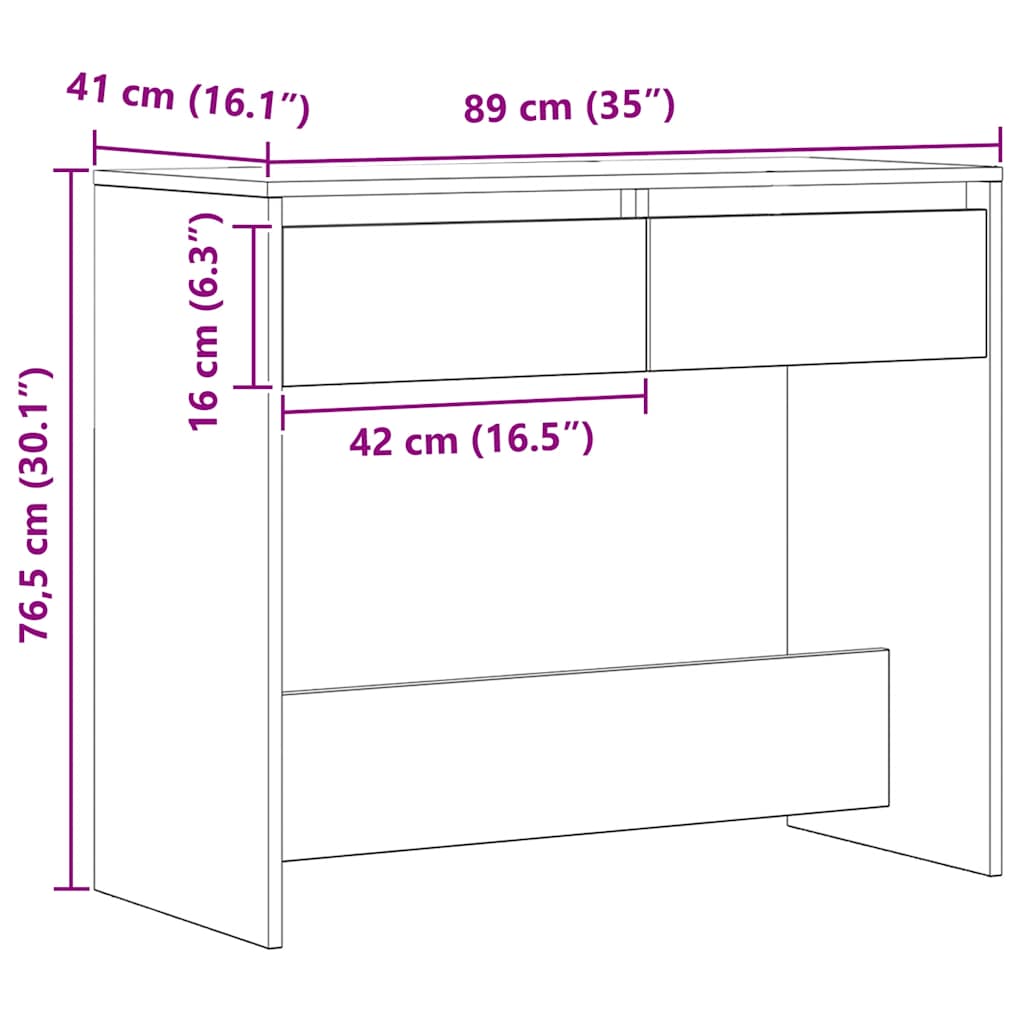 vidaXL Console Table Artisan Oak 89x41x76.5 cm Engineered Wood