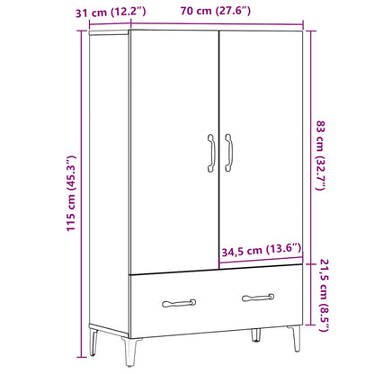 vidaXL Highboard Artisan Oak 70x31x115 cm Engineered Wood