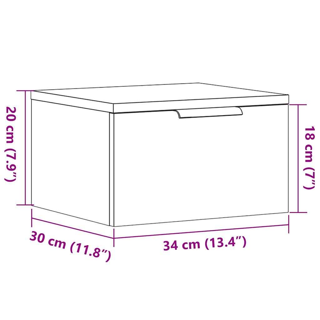 vidaXL Wall-mounted Bedside Cabinet Artisan Oak 34x30x20 cm