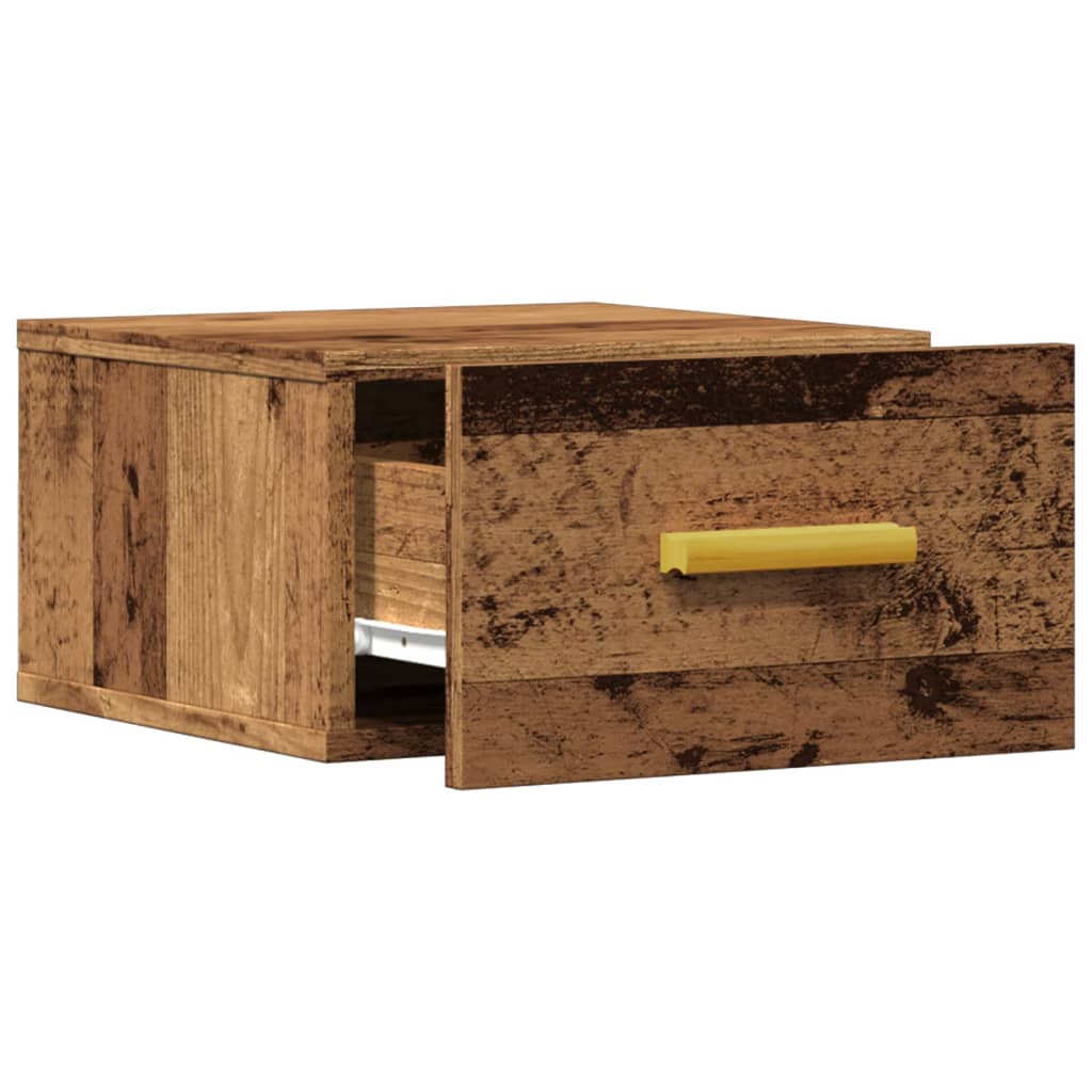 vidaXL Wall-mounted Bedside Cabinet Old Wood 35x35x20 cm