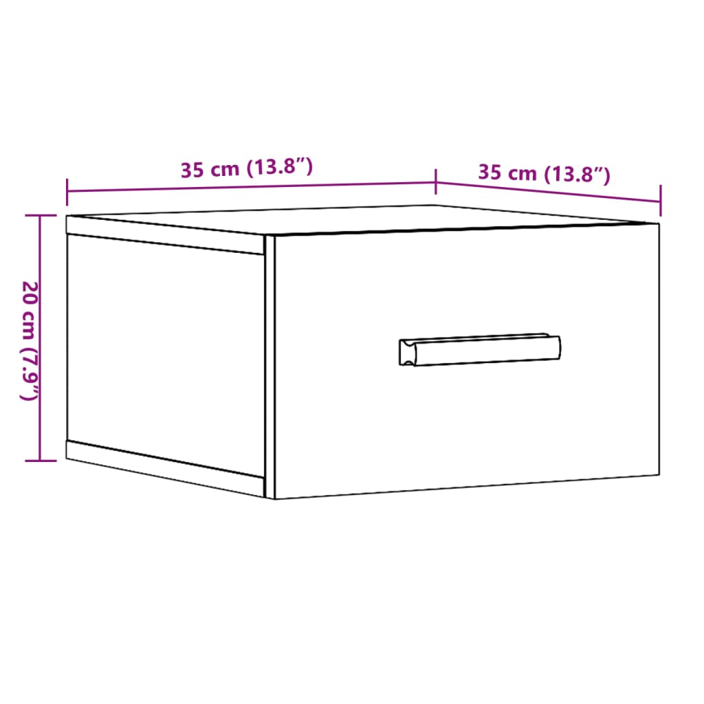 vidaXL Wall-mounted Bedside Cabinet Old Wood 35x35x20 cm