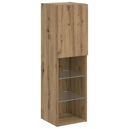 vidaXL TV Cabinet with LED Lights Artisian Oak 30.5x30x102 cm