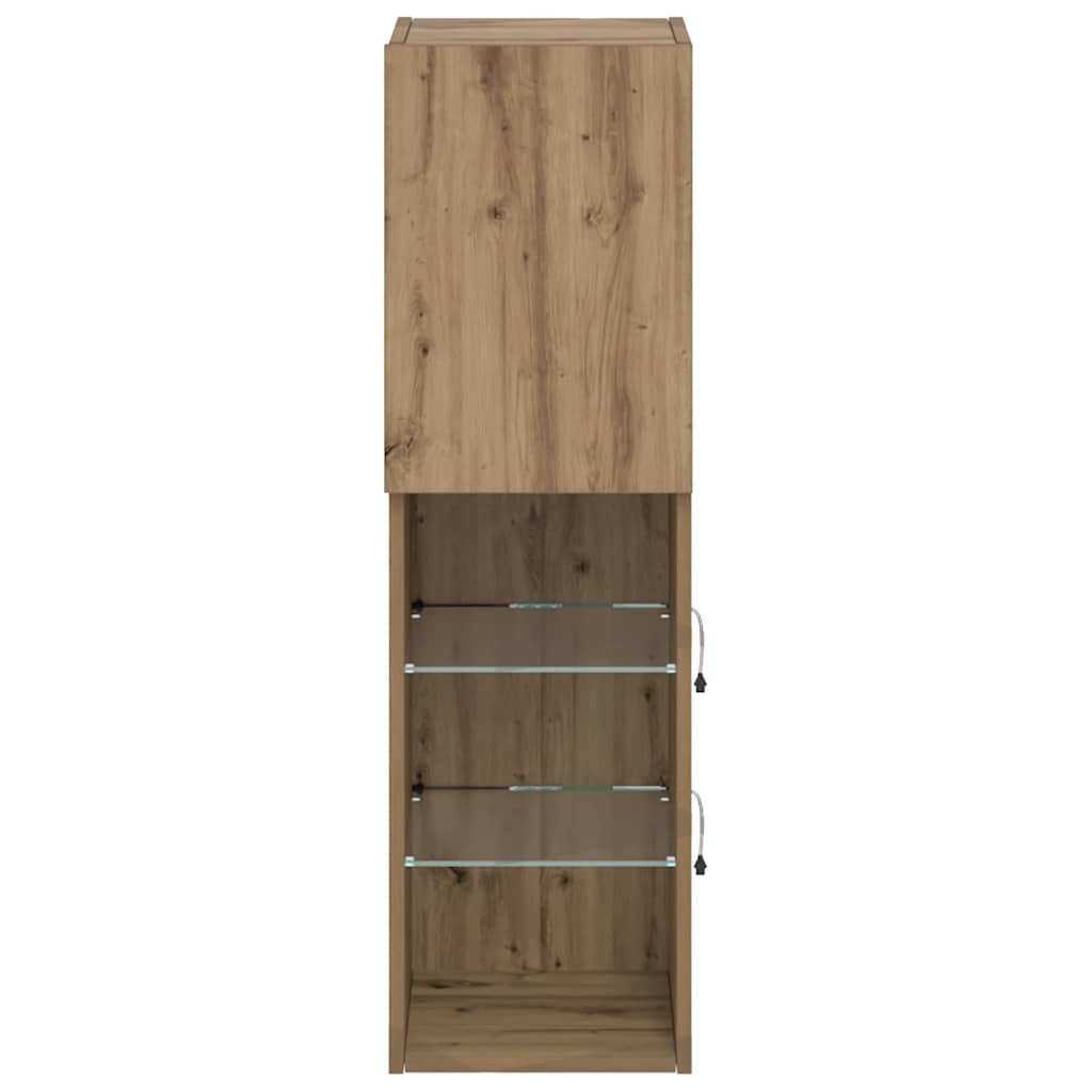 vidaXL TV Cabinet with LED Lights Artisian Oak 30.5x30x102 cm