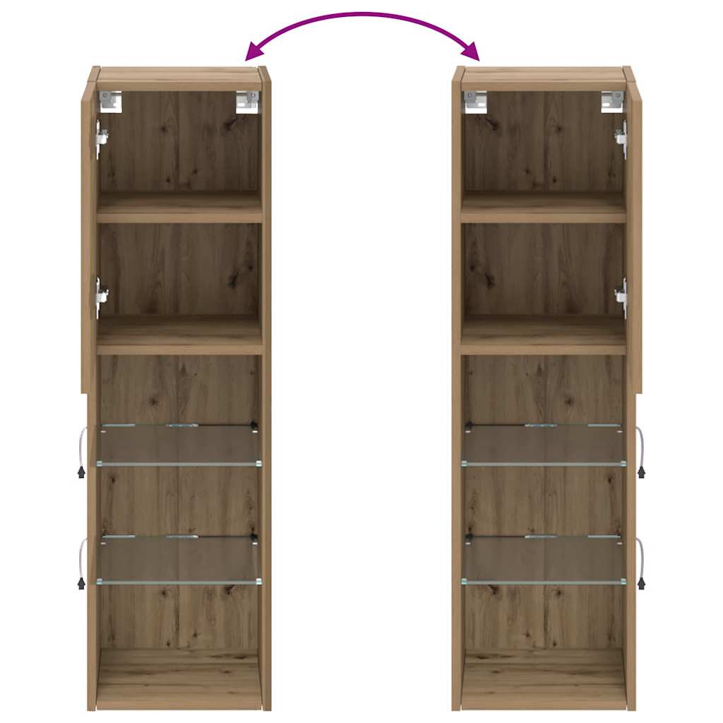 vidaXL TV Cabinet with LED Lights Artisian Oak 30.5x30x102 cm