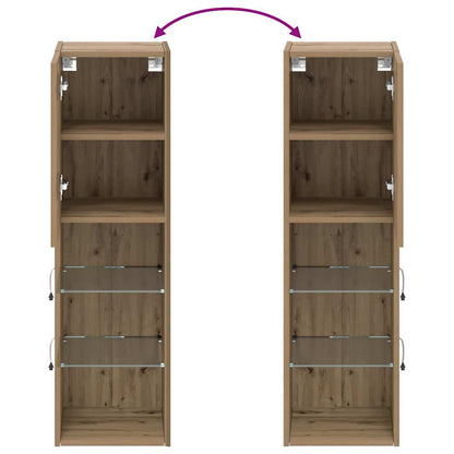 vidaXL TV Cabinet with LED Lights Artisian Oak 30.5x30x102 cm
