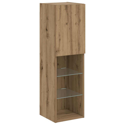vidaXL TV Cabinets with LED Lights 2 pcs Artisian Oak 30.5x30x102 cm