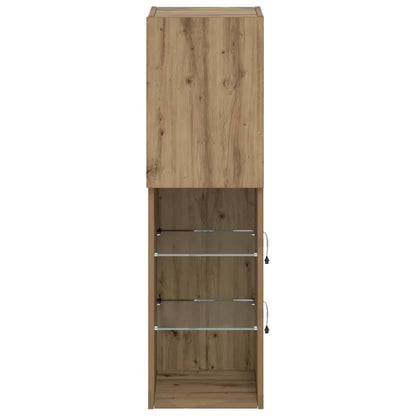 vidaXL TV Cabinets with LED Lights 2 pcs Artisian Oak 30.5x30x102 cm