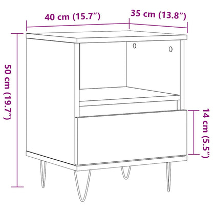 vidaXL Bedside Cabinet Old Wood 40x35x50 cm Engineered Wood