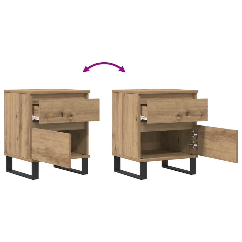 vidaXL Bedside Cabinets 2 pcs Artisan Oak 40x35x50 cm Engineered Wood