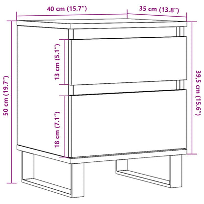 vidaXL Bedside Cabinets 2 pcs Artisan Oak 40x35x50 cm Engineered Wood