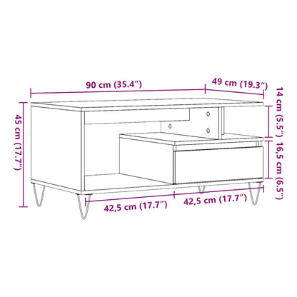vidaXL Coffee Table Old Wood 90x49x45 cm Engineered Wood