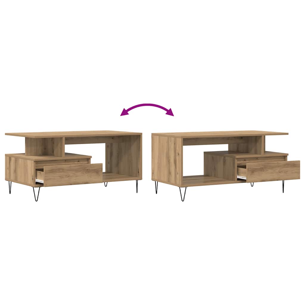 vidaXL Coffee Table Artisan Oak 90x49x45 cm Engineered Wood