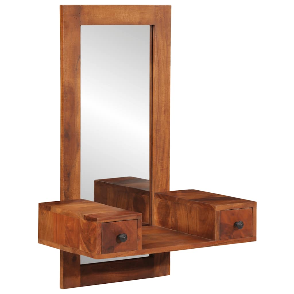 vidaXL Wall Mirror with Drawers 60x33x90 cm Solid Wood Acacia