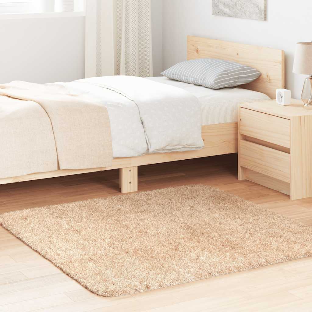 vidaXL Shaggy Rug High Pile NAVARRA Beige 120x120 cm Polyester
