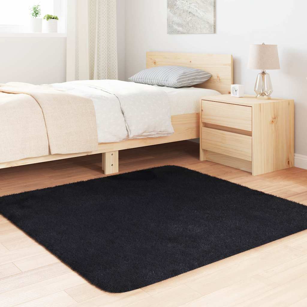 vidaXL Shaggy Rug High Pile NAVARRA Black 120x120 cm Polyester