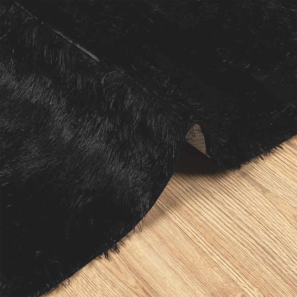 vidaXL Shaggy Rug High Pile NAVARRA Black 120x120 cm Polyester