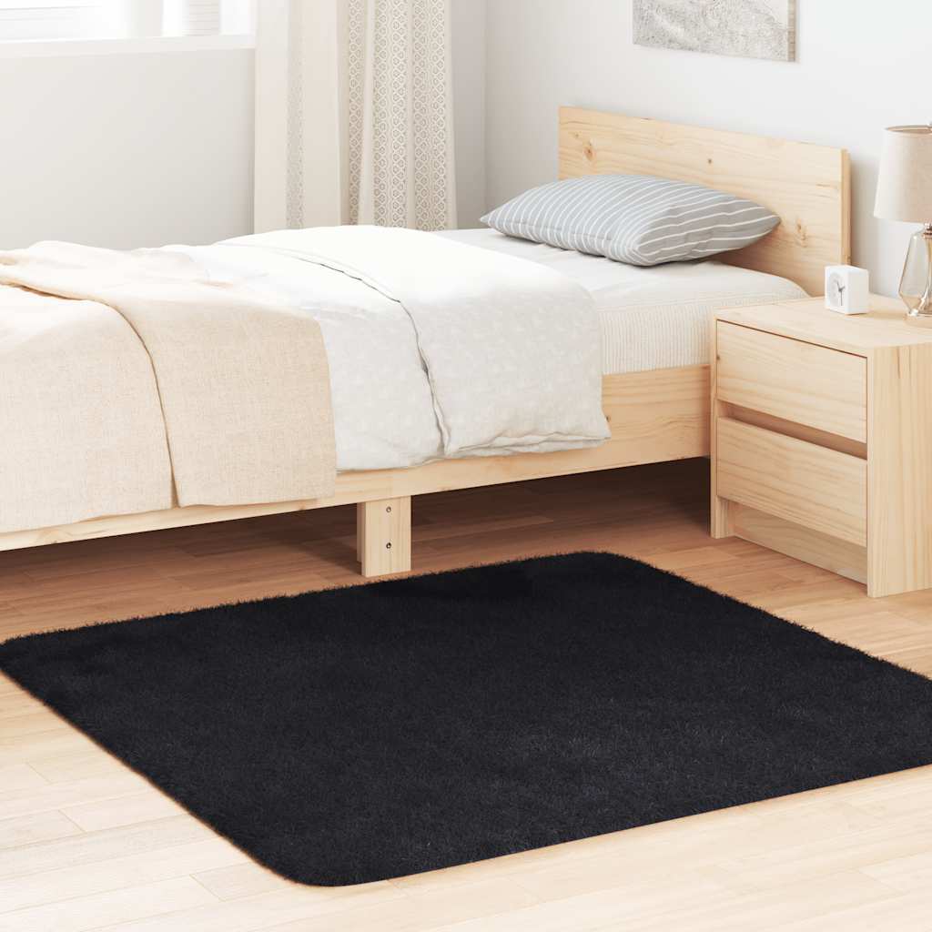 vidaXL Shaggy Rug High Pile NAVARRA Black 120x120 cm Polyester
