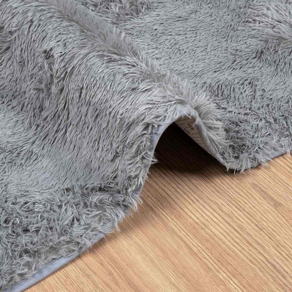 vidaXL Shaggy Rug High Pile NAVARRA Silver Grey 120x120 cm Polyester