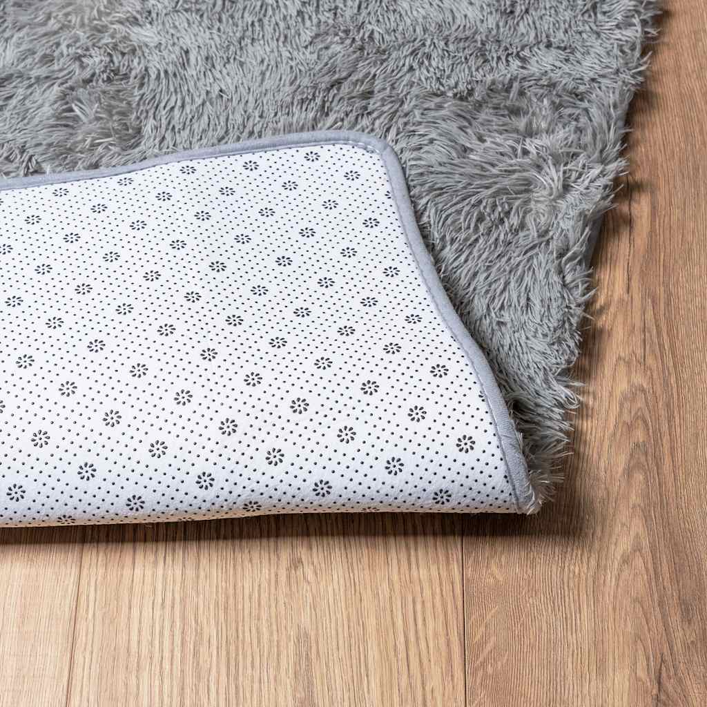 vidaXL Shaggy Rug High Pile NAVARRA Silver Grey 120x120 cm Polyester