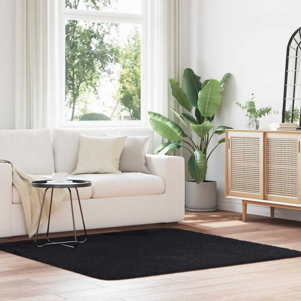 vidaXL Shaggy Rug High Pile NAVARRA Black 160x160 cm Polyester