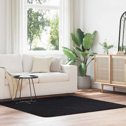 vidaXL Shaggy Rug High Pile NAVARRA Black 160x160 cm Polyester
