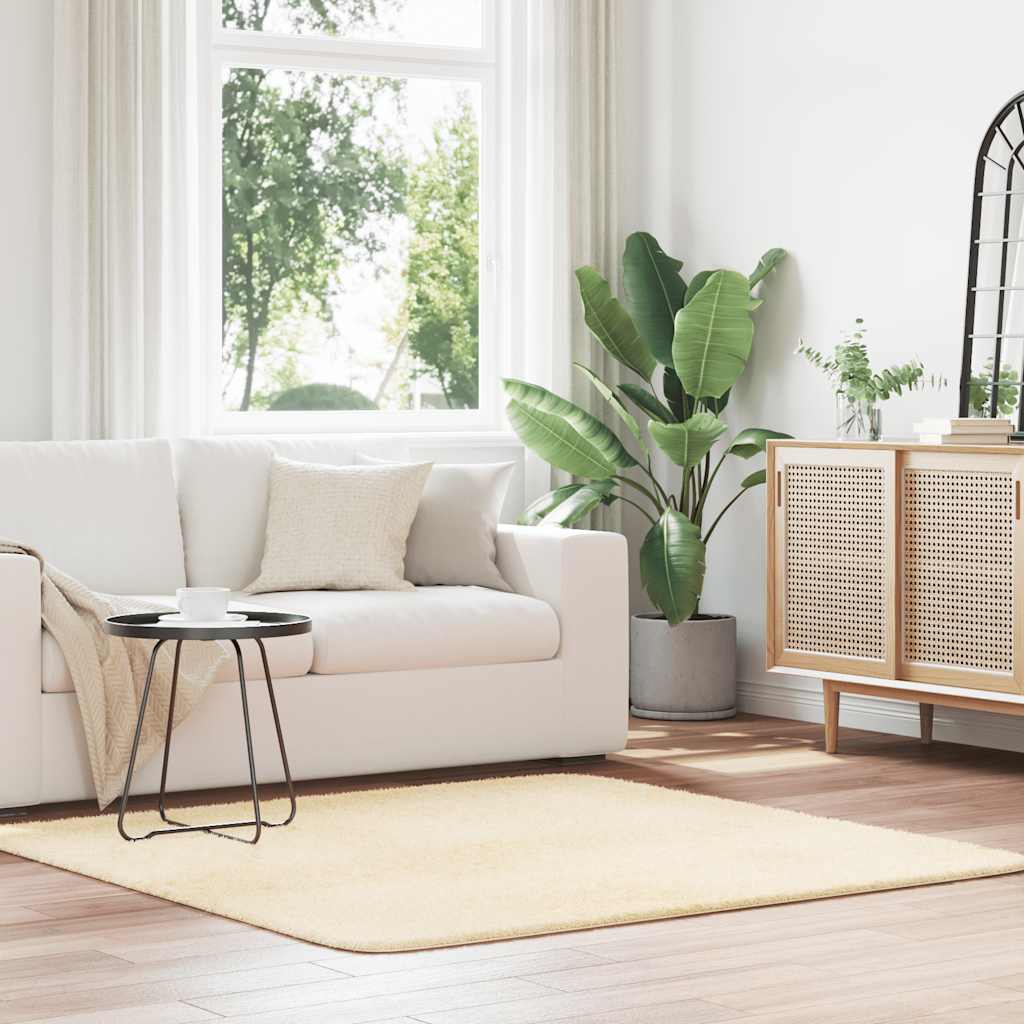 vidaXL Shaggy Rug High Pile NAVARRA Cream 160x160 cm Polyester