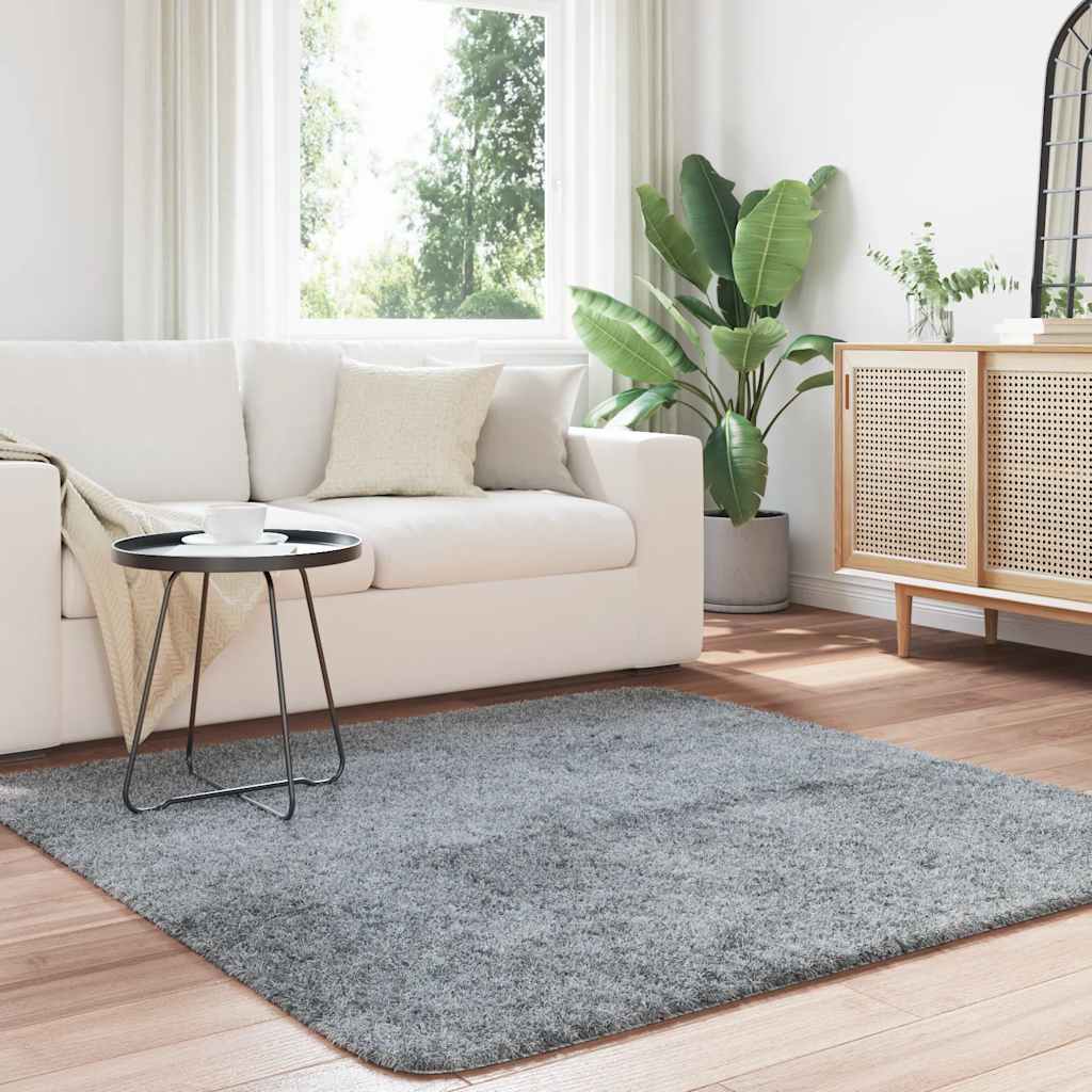 vidaXL Shaggy Rug High Pile NAVARRA Light Grey 160x160 cm Polyester