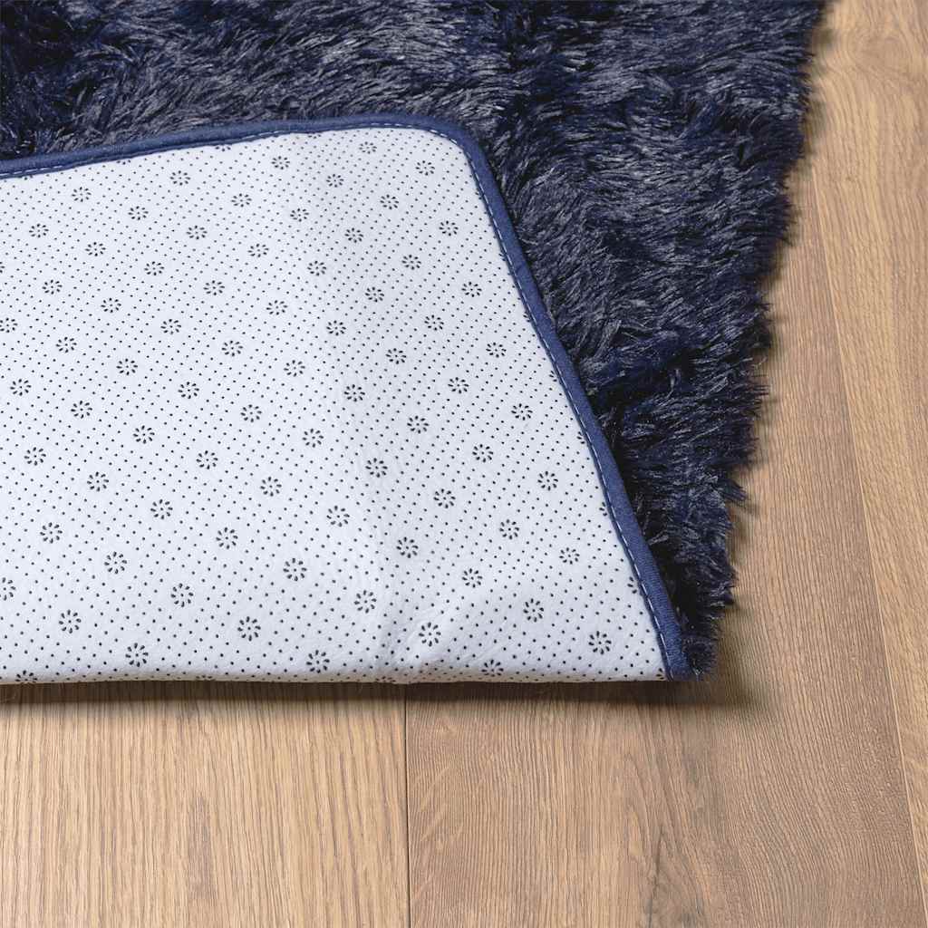 vidaXL Shaggy Rug High Pile NAVARRA Navy 160x160 cm Polyester