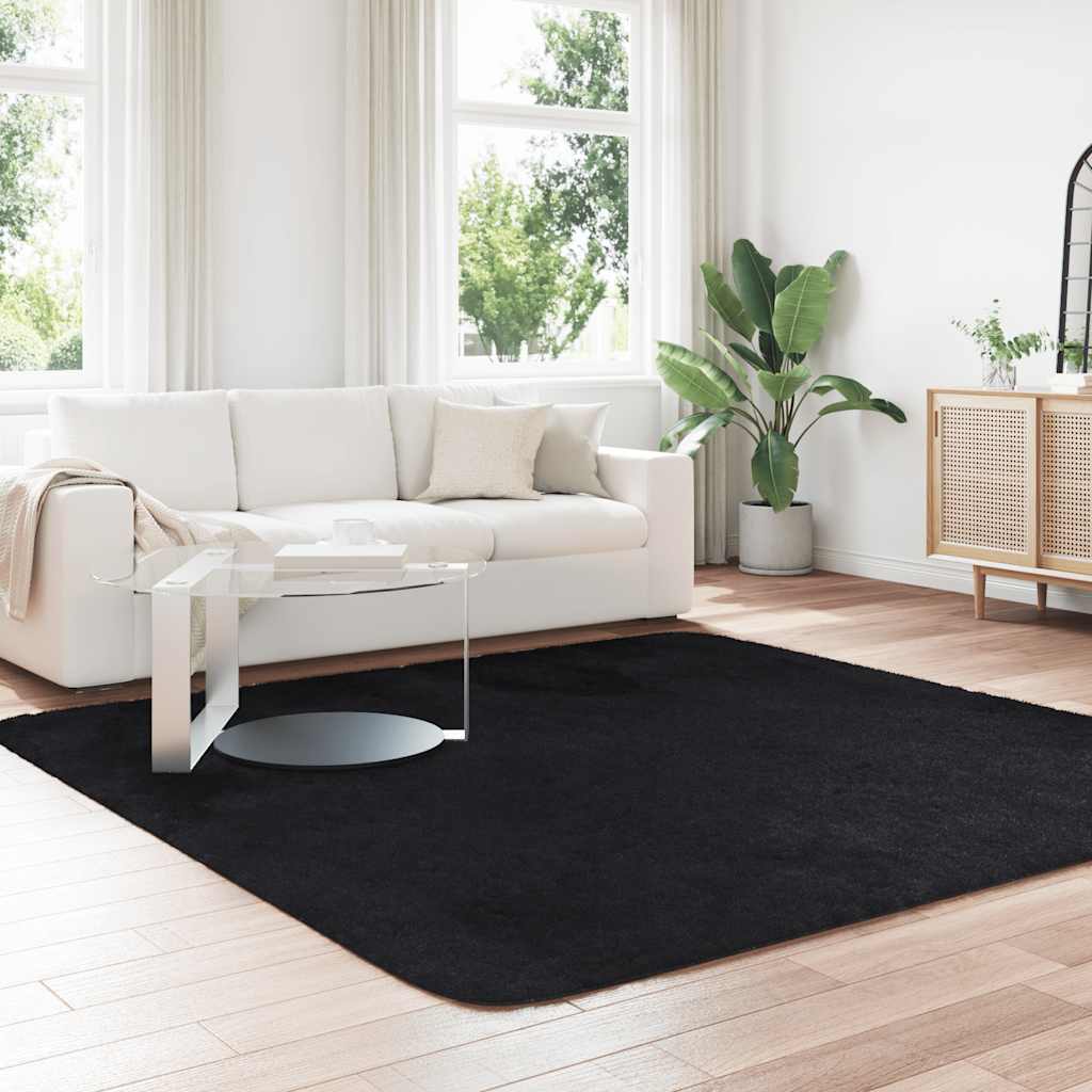 vidaXL Shaggy Rug High Pile NAVARRA Black 240x240 cm Polyester