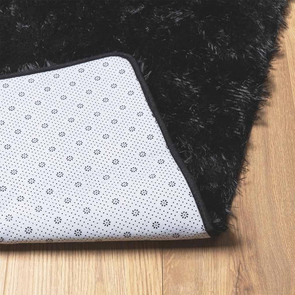 vidaXL Shaggy Rug High Pile NAVARRA Black 240x240 cm Polyester