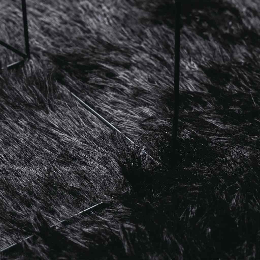 vidaXL Shaggy Rug High Pile NAVARRA Black 240x240 cm Polyester