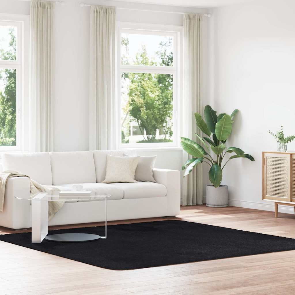 vidaXL Shaggy Rug High Pile NAVARRA Black 240x240 cm Polyester