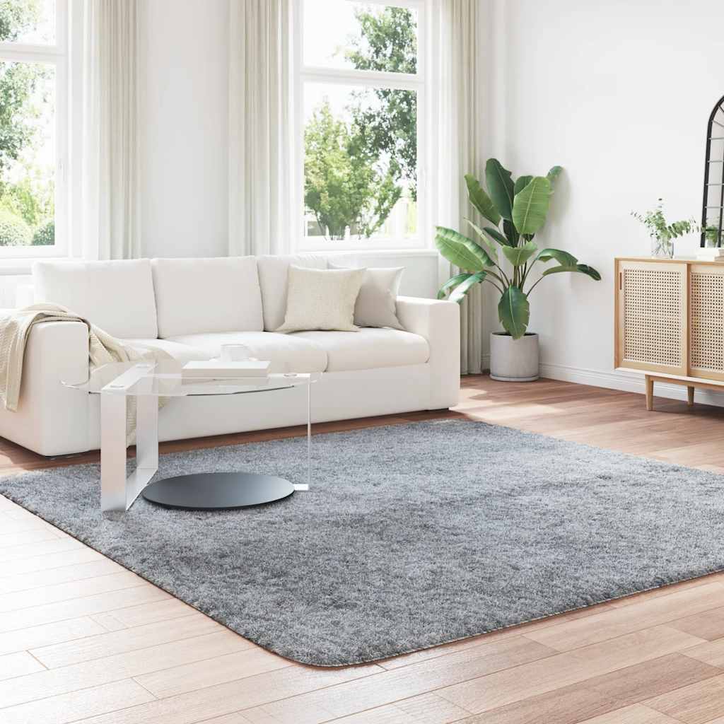 vidaXL Shaggy Rug High Pile NAVARRA Light Grey 240x240 cm Polyester