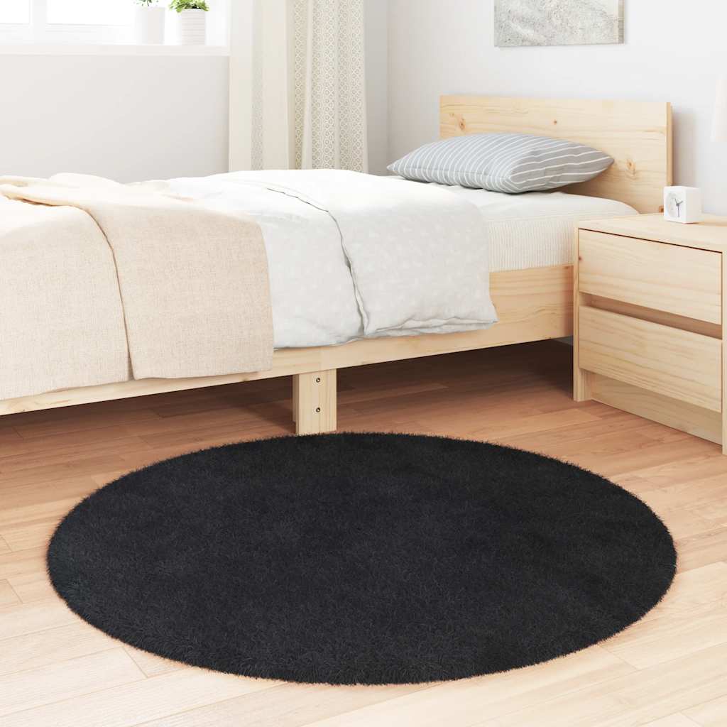 vidaXL Shaggy Rug High Pile NAVARRA Black 100x100 cm Polyester