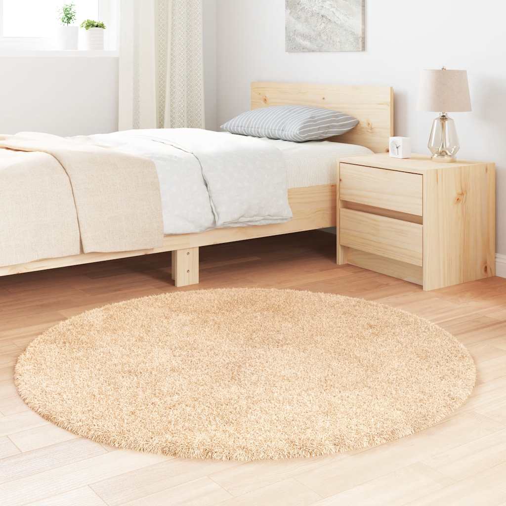 vidaXL Shaggy Rug High Pile NAVARRA Beige 120x120 cm Polyester